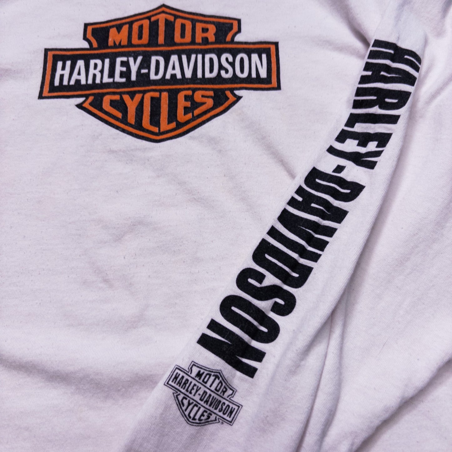 00s HARLEY-DAVIDSON ハーレーダビッドソン フレイムロゴ 長袖Tシャツ ロンT ホワイト USA製 L