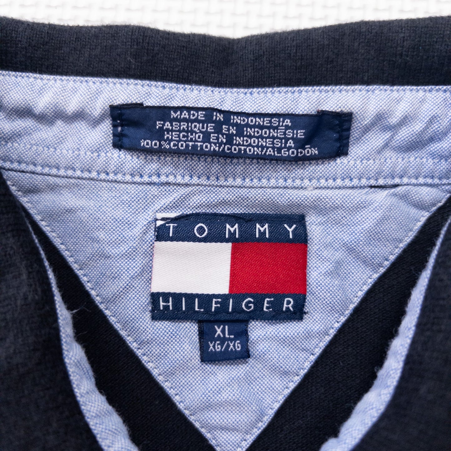 古着 90s TOMMY トミーヒルフィガー ポロシャツ ブラック メンズXL