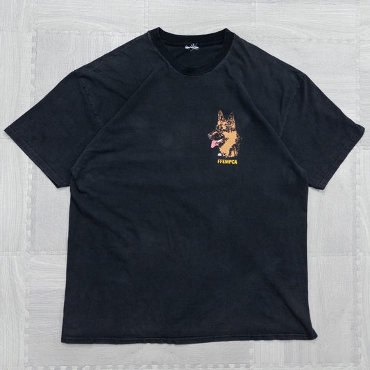 古着 90s アニマルプリント Tシャツ 警察犬 ブラック XL USA製 シングルステッチ