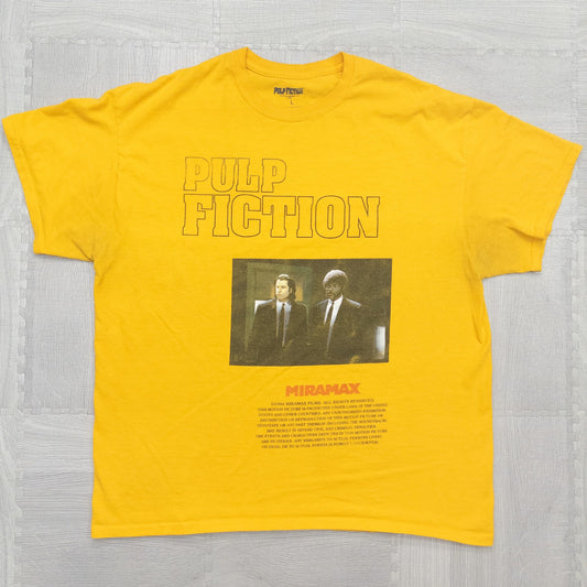 古着 00s PULP FICTION パルプフィクション ムービーＴＴシャツ イエロー Ｌ