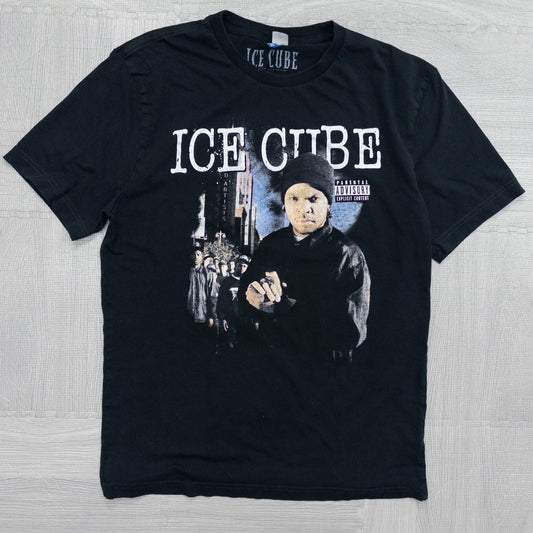 古着 00s ICE CUBE アイスキューブ ラップＴシャツ ラップＴ ブラック Ｍ