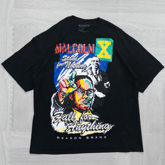 古着 00s MALCOM X マルコムエックス プリントTシャツ ブラック XL