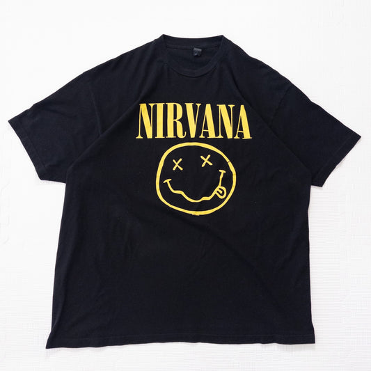 古着 10s NIRVANA ニルヴァーナ バンドＴシャツ バンT ブラック XXL