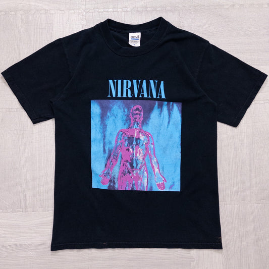 古着 00s NIRVANA ニルヴァーナ SLIVER バンドtシャツ バンT anvil s ブラック