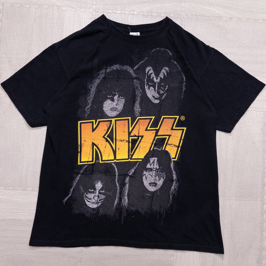 古着 00s KISS キッス バンドＴシャツ バンＴ ブラック L anvil