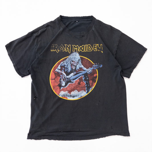 古着 00s IRON MAIDEN アイアンメイデン バンドＴシャツ バンT ブラック ボロ グランジ