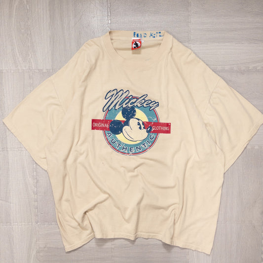 古着 90s DISNEY ディズニー ミッキーマウス Tシャツ ベージュ XXL ベージュ