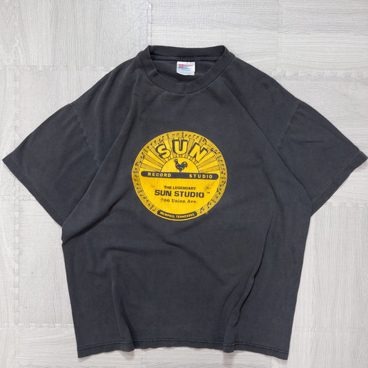 古着 90s 企業 RECORD STUDIO Tシャツ ブラック L