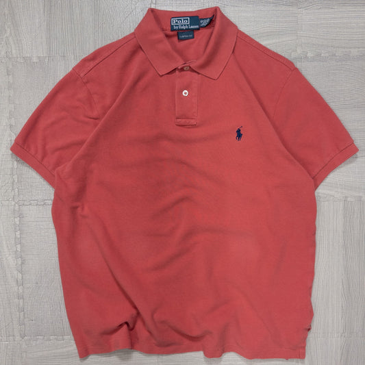 古着 90s 00s Polo by Ralph Lauren ポロシャツ レッド サーモンピンク L