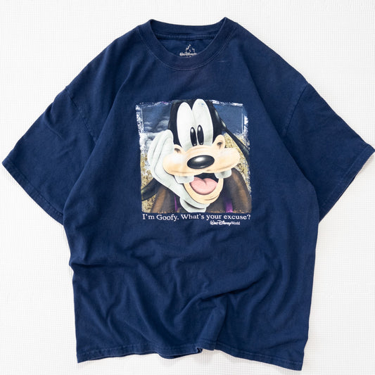 古着 00s DISNEY ディズニー グーフィー Tシャツ ネイビー L