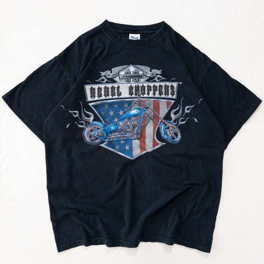 古着 00s Y2K REBEL CHOPPERS Tシャツ ブラックL