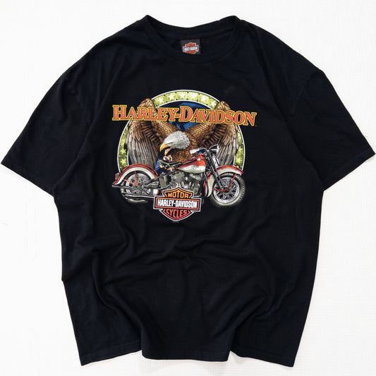 古着 10s HARLEY-DAVIDSON ハーレーダビッドソン Tシャツ ブラックXXL