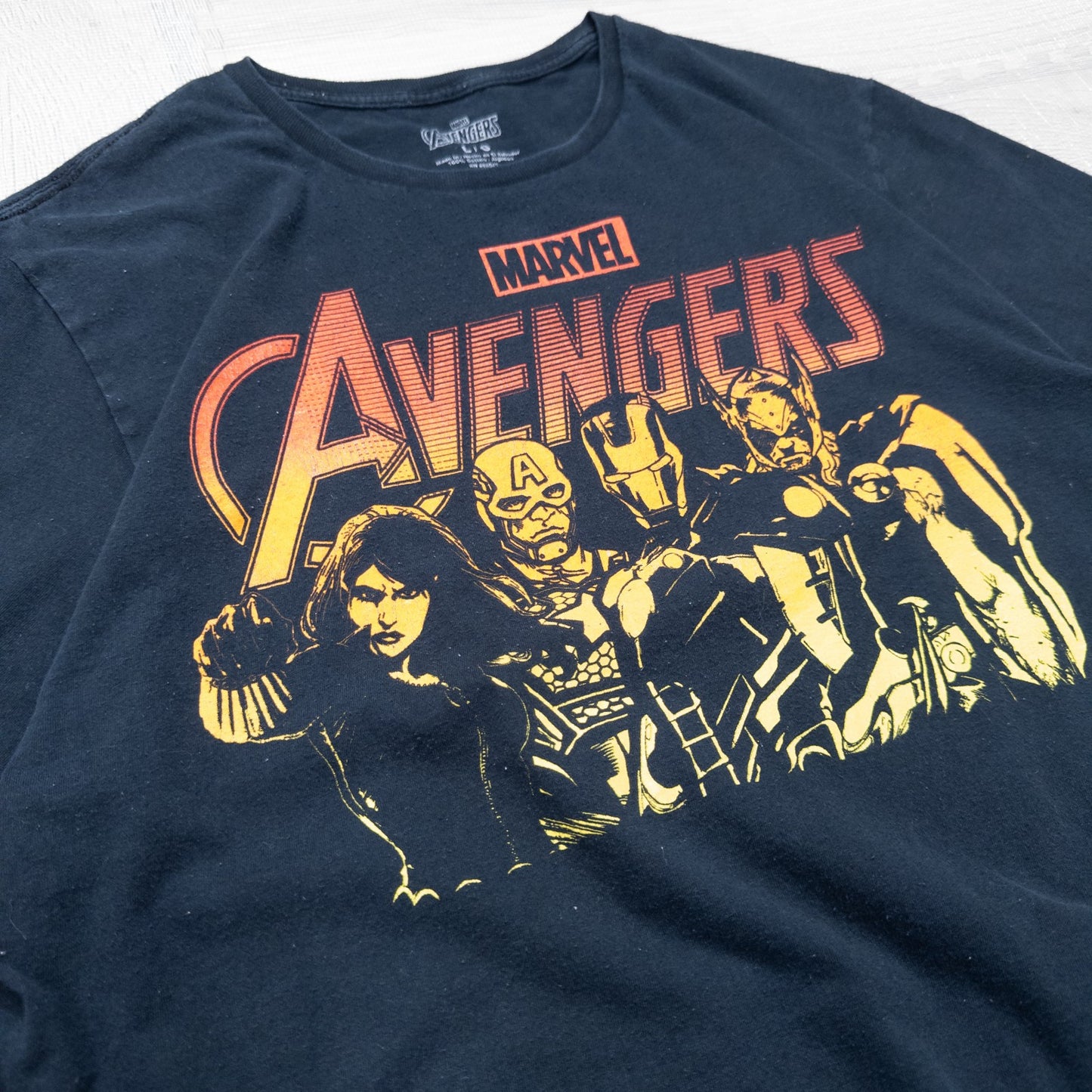 古着 00s MARVEL AVENGERS アベンジャーズ Tシャツ ブラック L