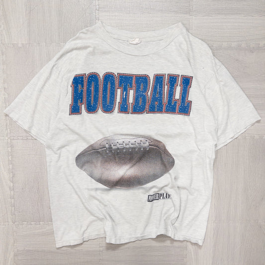 古着 90s FOOTBALL フットボール アメフト プリントTシャツ グレー シングルステッチ