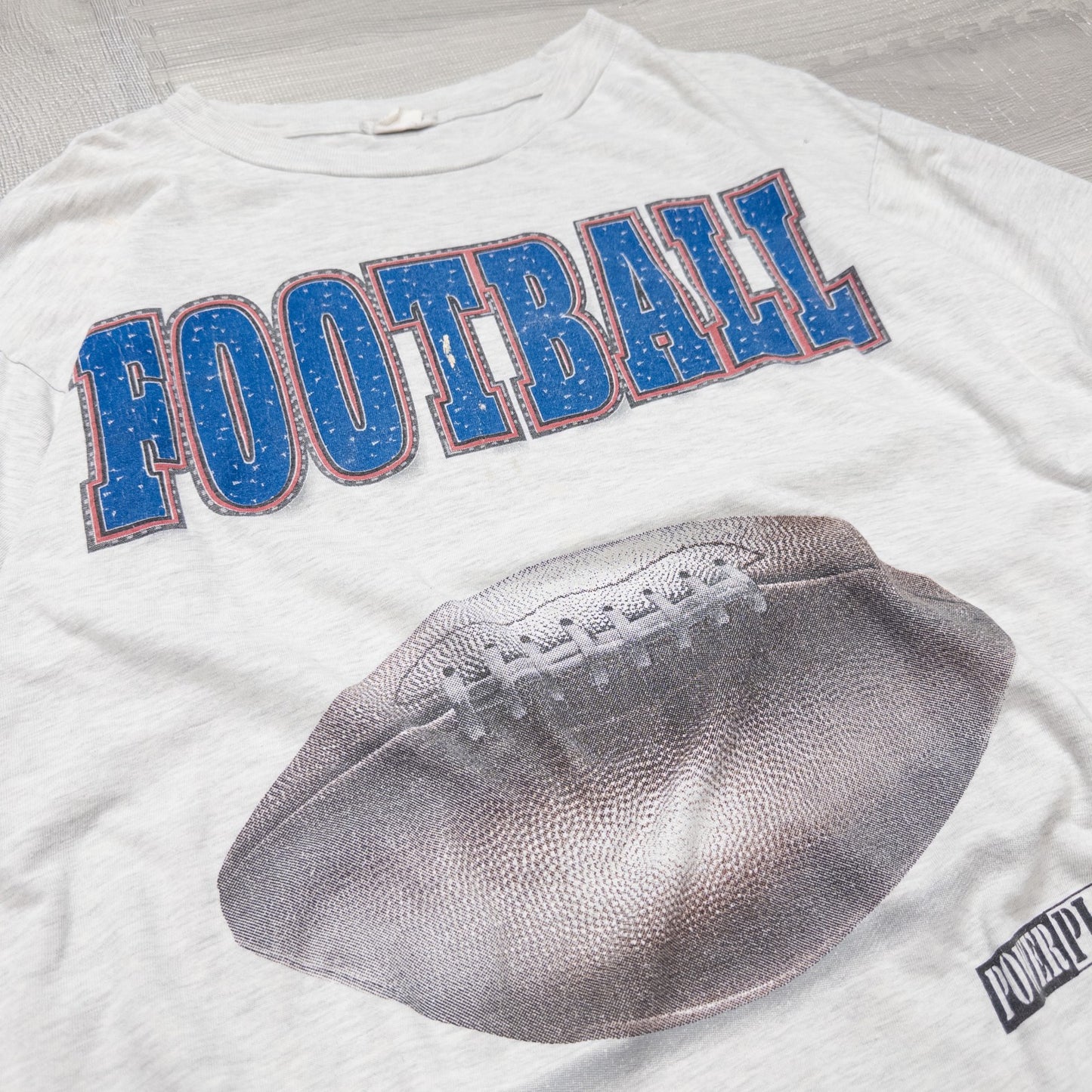 古着 90s FOOTBALL フットボール アメフト プリントTシャツ グレー シングルステッチ