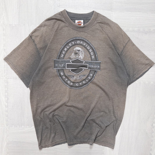 古着 00s HARLEY-DAVIDSON ハーレーダビッドソン フェード Ｔシャツ ブラック XL