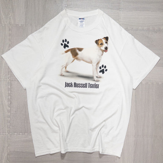 00s Jack Russell Terrier 犬 アニマルプリントＴシャツ ホワイト XL