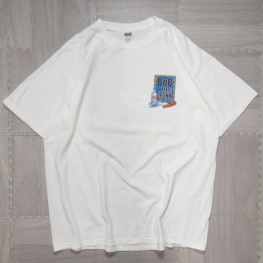 00s BOB THE DRUNK ジョークプリント Ｔシャツ ホワイトXL