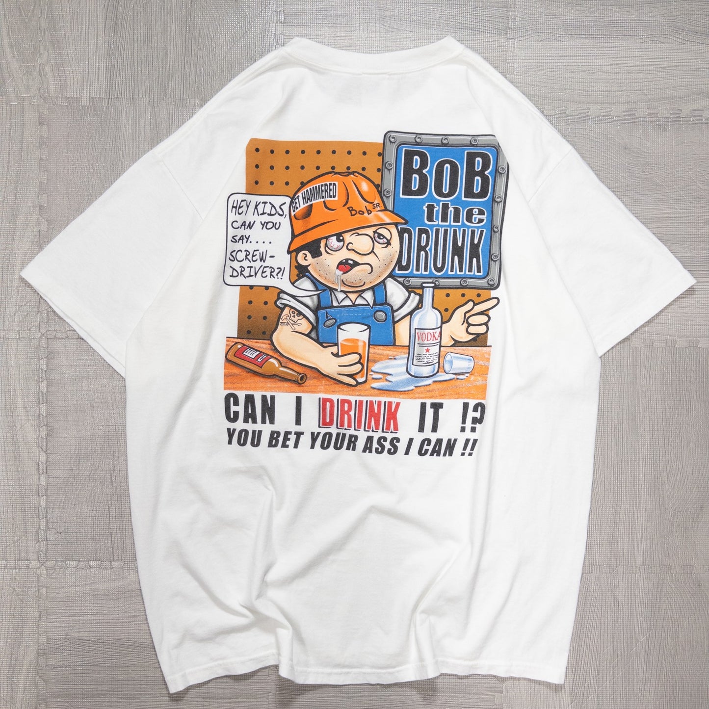 00s BOB THE DRUNK ジョークプリント Ｔシャツ ホワイトXL