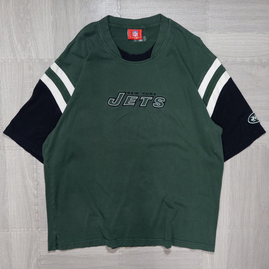 古着 00s NFL JETS ジェッツ アメフトチーム Ｔシャツ グリーン XL